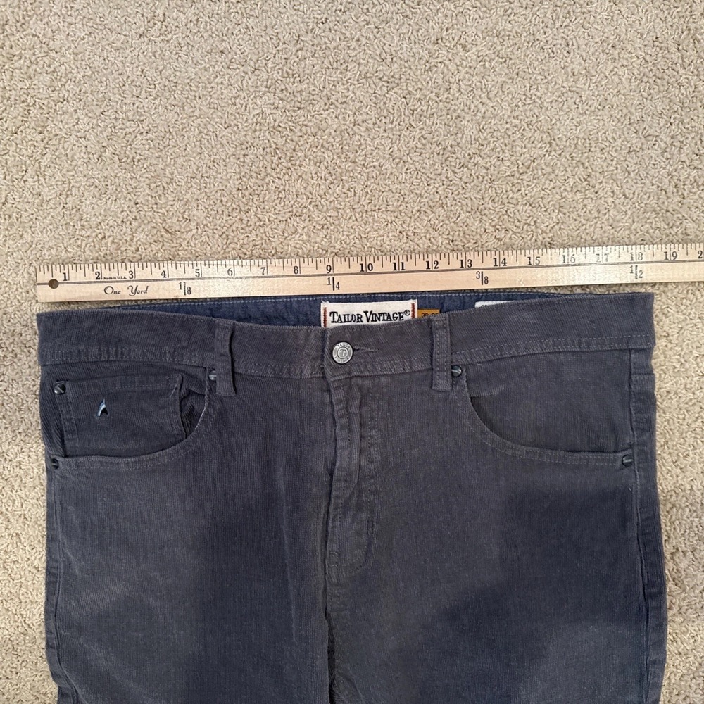 MEN'S TAILOR VINTAGE 36X28 SMART CORDUROY PANT GRAY CANAAN SLIM COMFORT *READ* - Picture 6 of 9